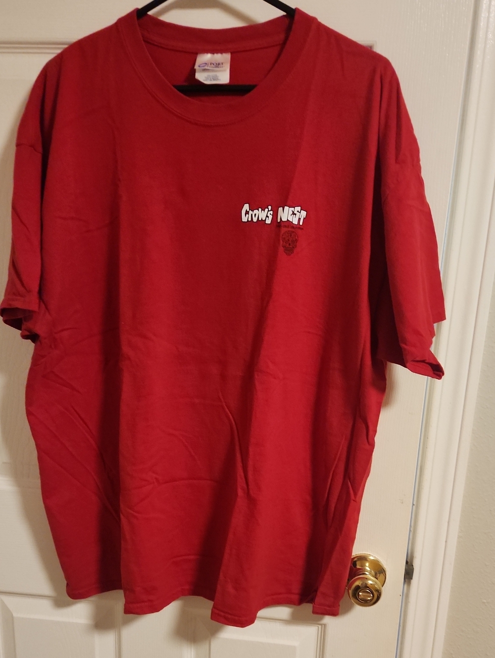 Port and Company Red Short-Sleeve Crew Tee with Crow's Nest Santa Cruz logo